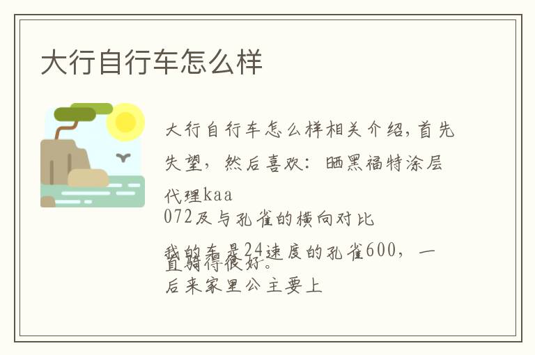 大行自行车怎么样