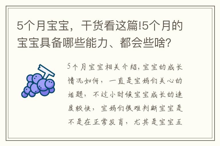 5个月宝宝，干货看这篇!5个月的宝宝具备哪些能力、都会些啥？看看你家宝宝都学会了吗？