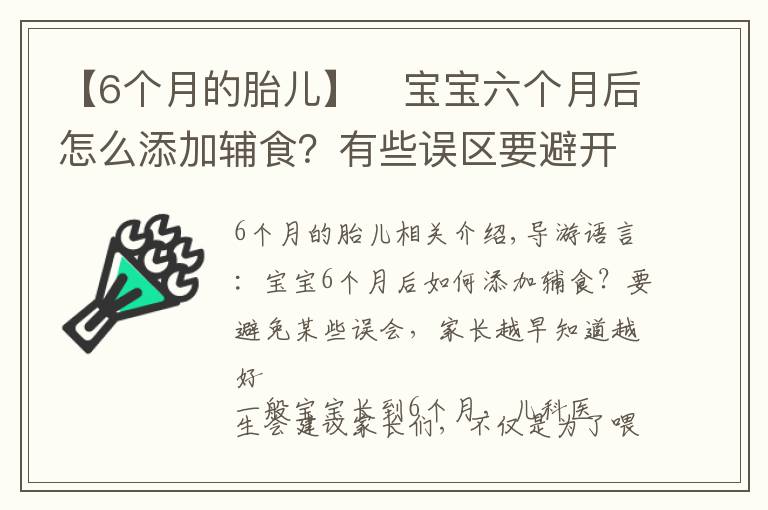 【6个月的胎儿】宝宝六个月后怎么添加辅食?有些误区要避开,家长越早知道越好