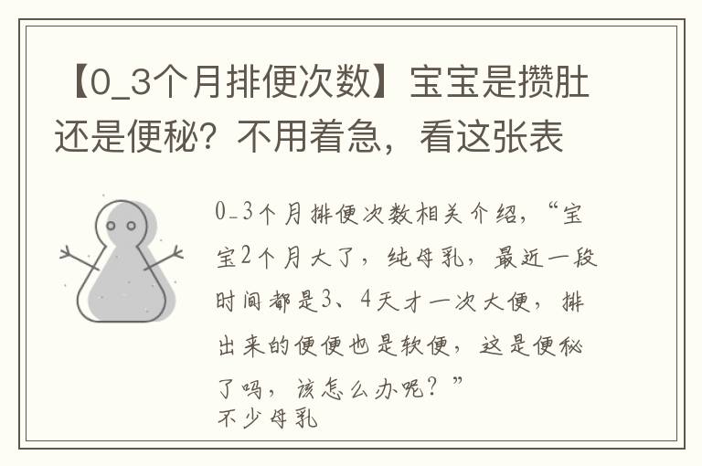 【0_3个月排便次数】宝宝是攒肚还是便秘?不用着急,看这张表就明白了