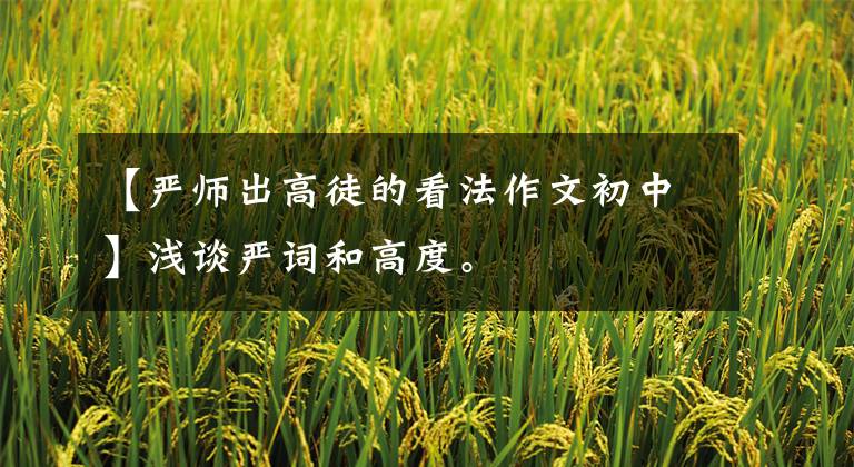 【严师出高徒的看法作文初中】浅谈严词和高度。