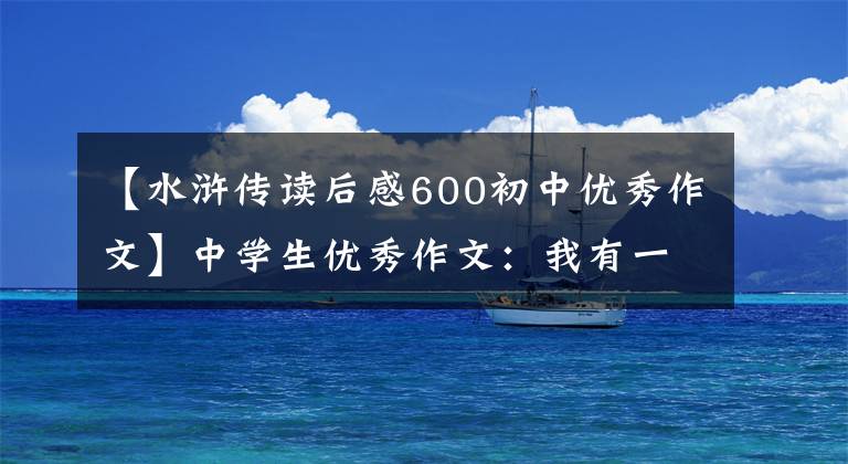 【水浒传读后感600初中优秀作文】中学生优秀作文:我有一种作为四风论英雄读《水浒传》的感觉。