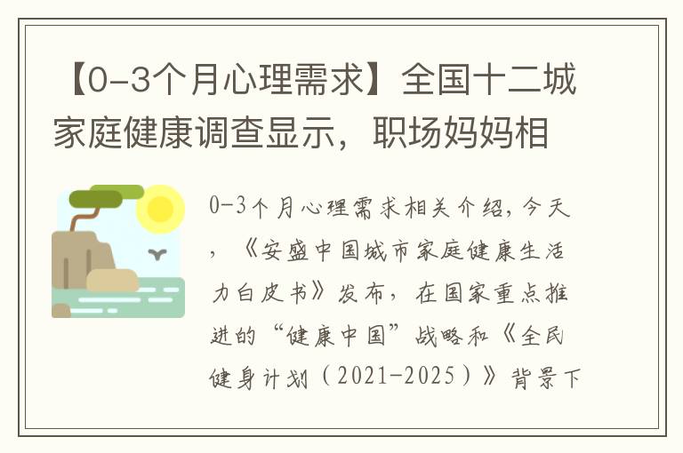 【0-3个月心理需求】全国十二城家庭健康调查显示,职场妈妈相对焦虑,健康保障需求提升