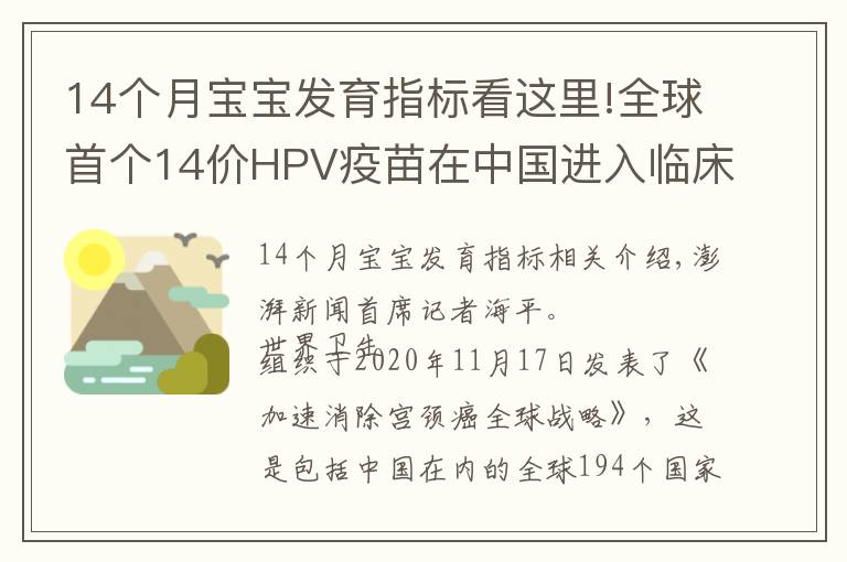 14个月宝宝发育指标看这里!全球首个14价HPV疫苗在中国进入临床二期,“加量”后安全吗?