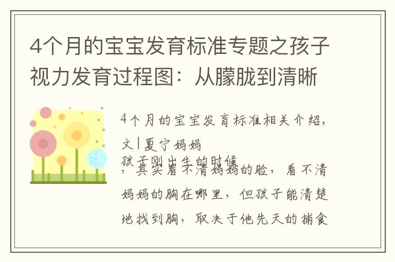 4个月的宝宝发育标准专题之孩子视力发育过程图:从朦胧到清晰,妈妈早清楚才懂得咋教育