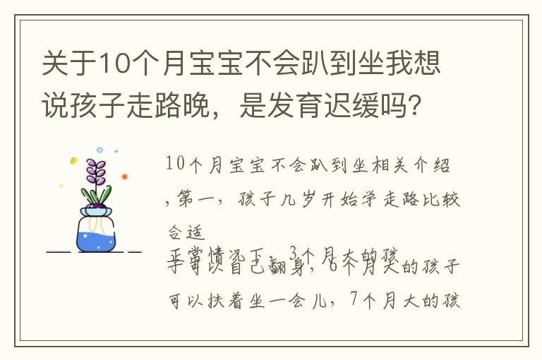 关于10个月宝宝不会趴到坐我想说孩子走路晚,是发育迟缓吗?多大走路才算正常?