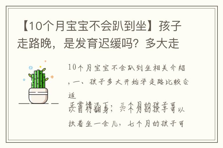 【10个月宝宝不会趴到坐】孩子走路晚,是发育迟缓吗?多大走路才算正常?