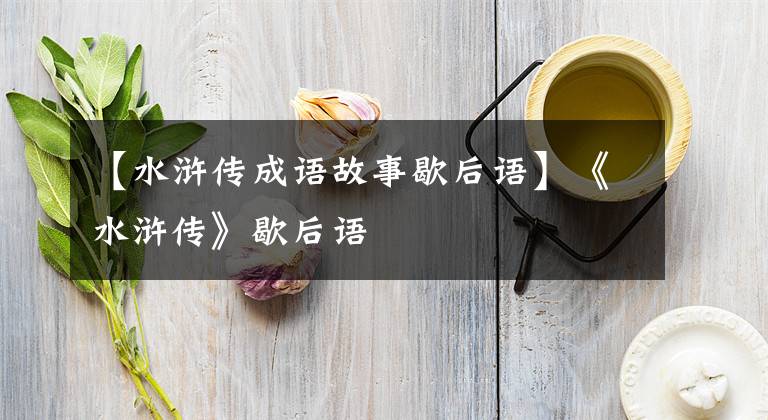 【水浒传成语故事歇后语】《水浒传》歇后语