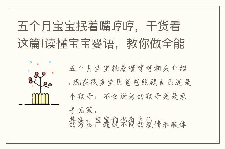 五个月宝宝抿着嘴哼哼,干货看这篇!读懂宝宝婴语,教你做全能妈咪