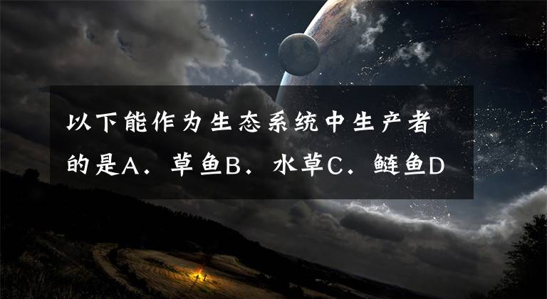 以下能作为生态系统中生产者的是A．草鱼B．水草C．鲢鱼D．泥巴