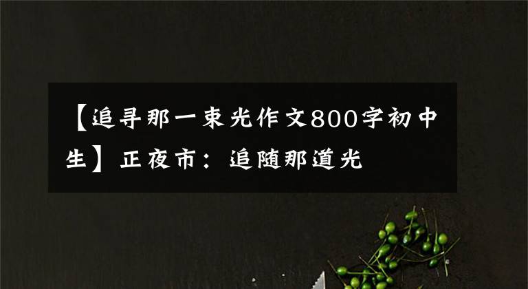 【追寻那一束光作文800字初中生】正夜市:追随那道光