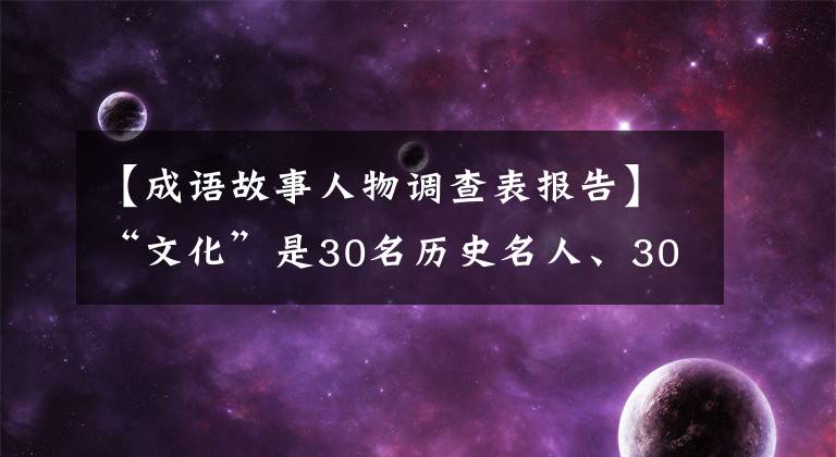 【成语故事人物调查表报告】“文化”是30名历史名人、30个成语典故，你知道多少？