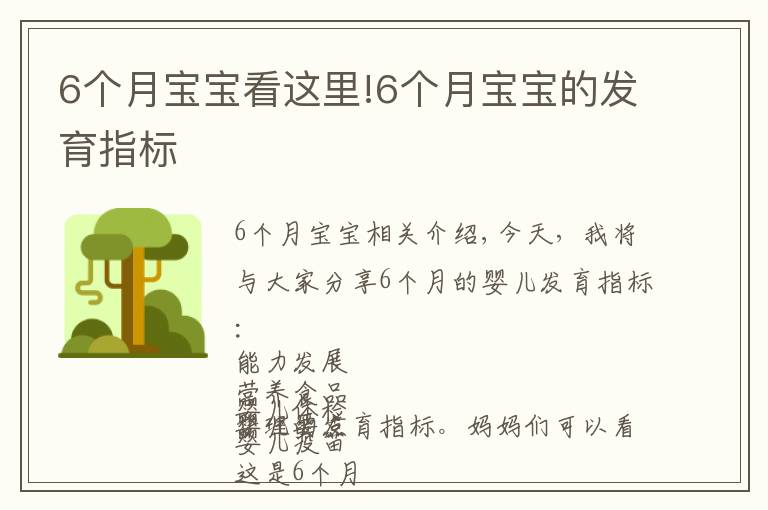 6个月宝宝看这里!6个月宝宝的发育指标