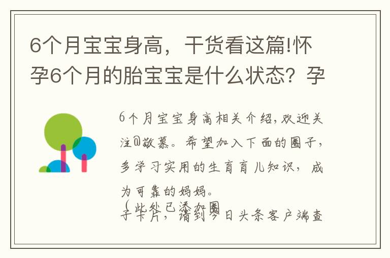 6个月宝宝身高,干货看这篇!怀孕6个月的胎宝宝是什么状态?孕妈有这些变化,正确应对是关键