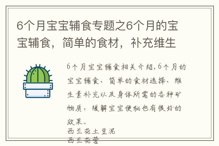 6个月宝宝辅食专题之6个月的宝宝辅食,简单的食材,补充维生素,缓解宝宝便秘