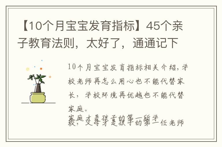 【10个月宝宝发育指标】45个亲子教育法则,太好了,通通记下来
