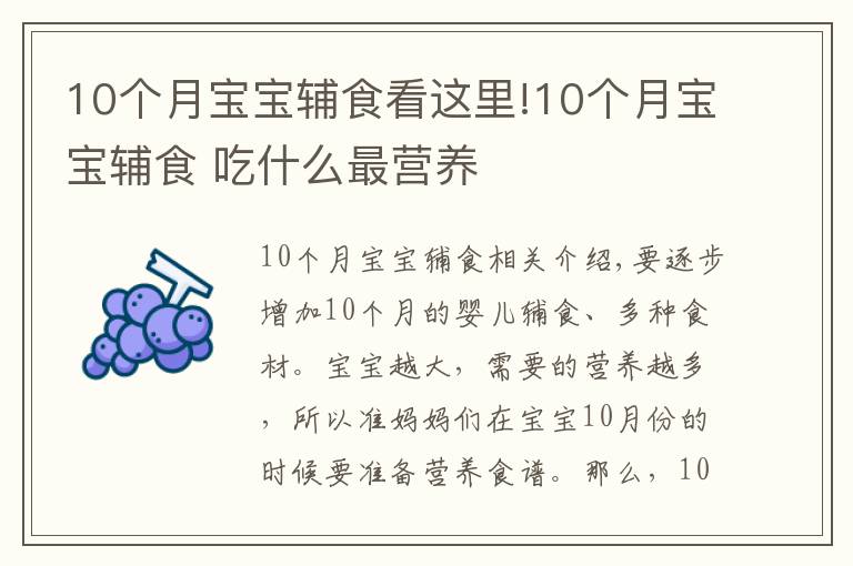 10个月宝宝辅食看这里!10个月宝宝辅食 吃什么最营养