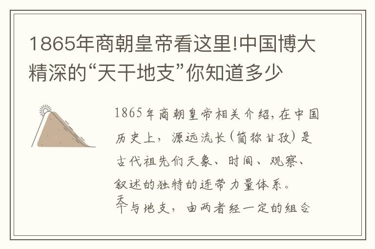 1865年商朝皇帝看这里!中国博大精深的“天干地支”你知道多少?