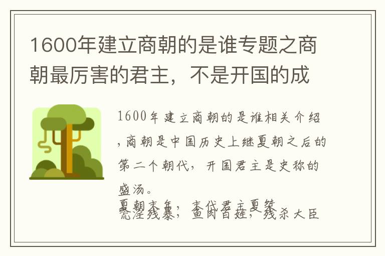 1600年建立商朝的是谁专题之商朝最厉害的君主,不是开国的成汤,而是开创盛世的这位千古帝王