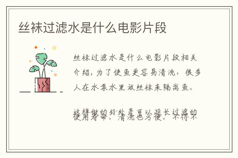 丝袜过滤水是什么电影片段