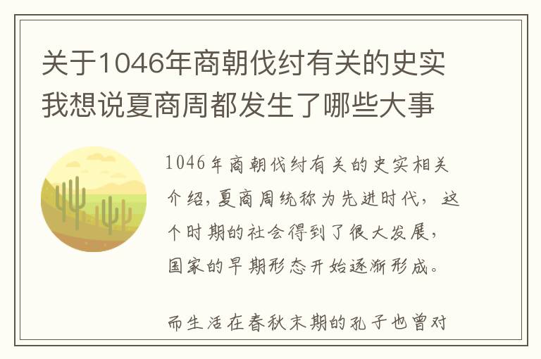 关于1046年商朝伐纣有关的史实我想说夏商周都发生了哪些大事