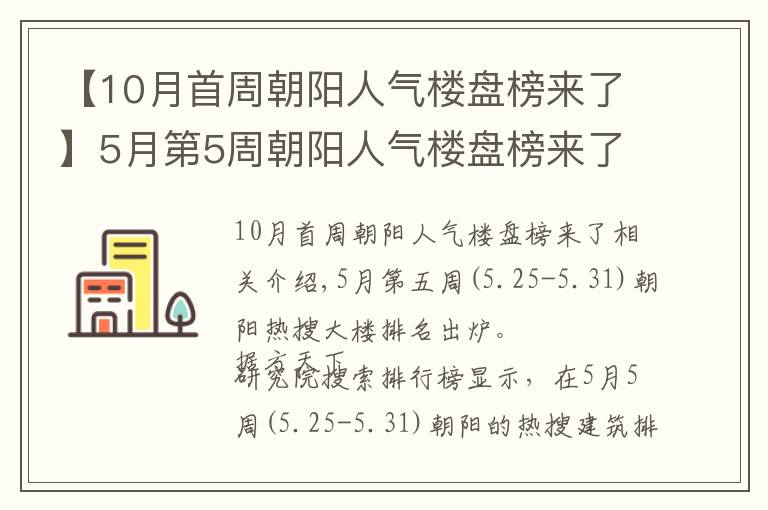 【10月首周朝阳人气楼盘榜来了】5月第5周朝阳人气楼盘榜来了 这些楼盘很优秀