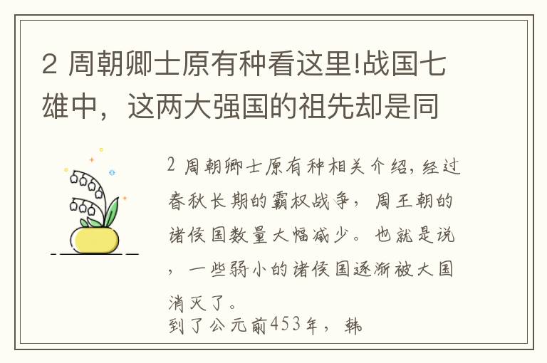 2 周朝卿士原有种看这里!战国七雄中,这两大强国的祖先却是同一个人!