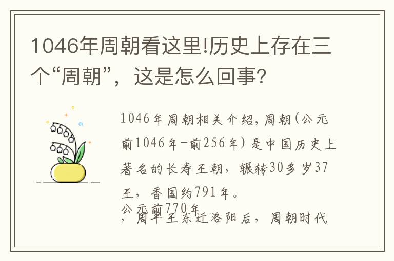 1046年周朝看这里!历史上存在三个“周朝”,这是怎么回事?