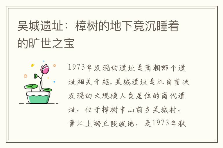 吴城遗址:樟树的地下竟沉睡着的旷世之宝