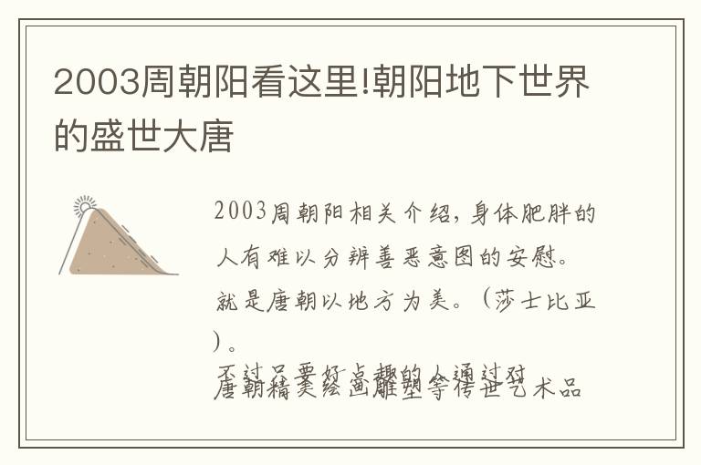 2003周朝阳看这里!朝阳地下世界的盛世大唐