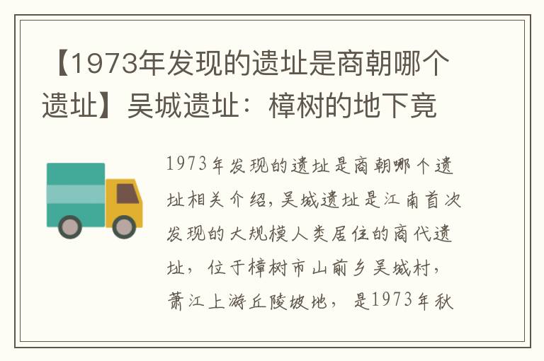 【1973年发现的遗址是商朝哪个遗址】吴城遗址：樟树的地下竟沉睡着的旷世之宝