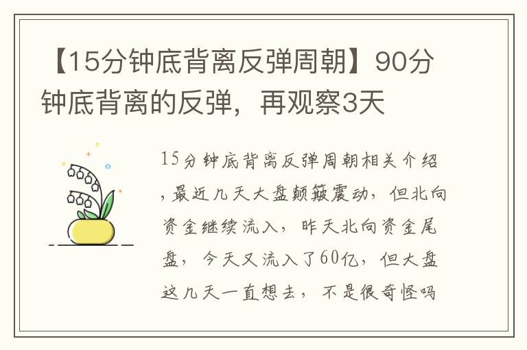【15分钟底背离反弹周朝】90分钟底背离的反弹，再观察3天