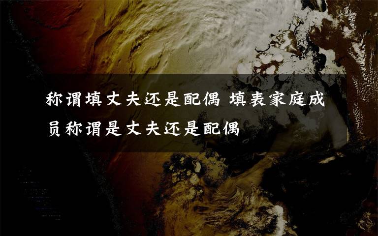 称谓填丈夫还是配偶 填表家庭成员称谓是丈夫还是配偶