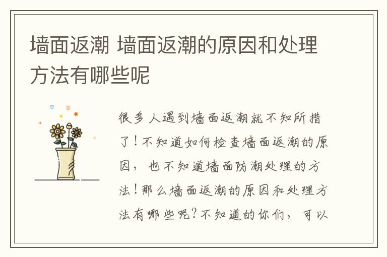 墙面返潮 墙面返潮的原因和处理方法有哪些呢