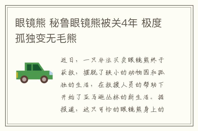 眼镜熊 秘鲁眼镜熊被关4年 极度孤独变无毛熊