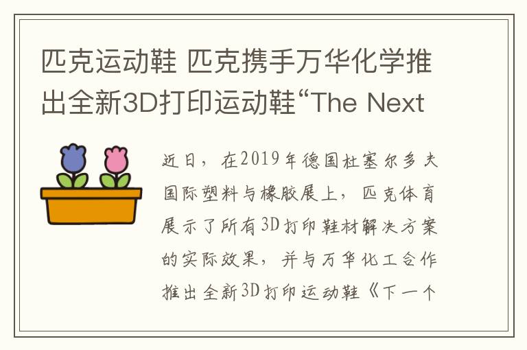 匹克运动鞋 匹克携手万华化学推出全新3D打印运动鞋“The Next”