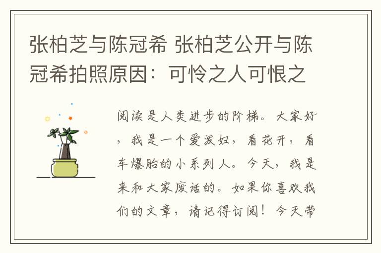 张柏芝与陈冠希 张柏芝公开与陈冠希拍照原因:可怜之人可恨之处