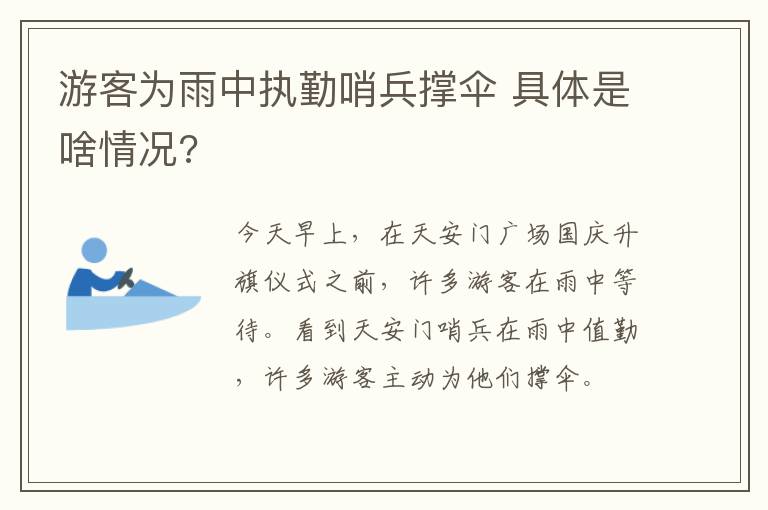 游客为雨中执勤哨兵撑伞 具体是啥情况?