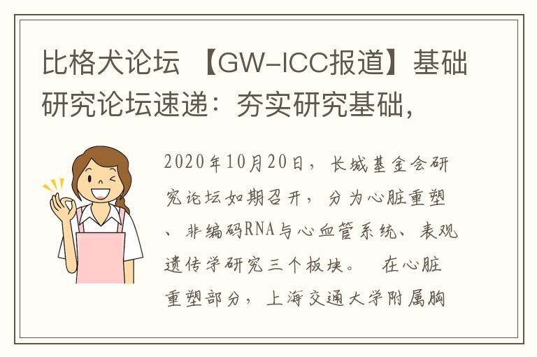 比格犬论坛 【GW-ICC报道】基础研究论坛速递：夯实研究基础，推动技术发展