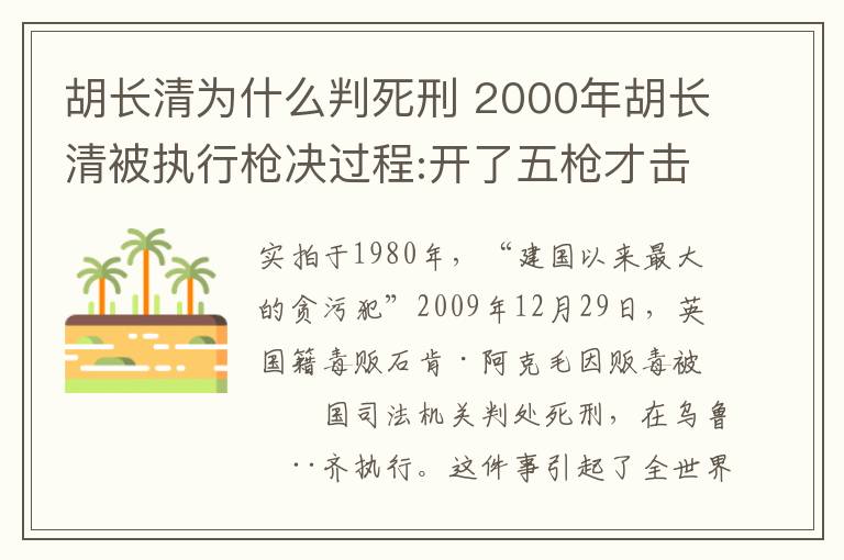 胡长清为什么判死刑 2000年胡长清被执行枪决过程:开了五枪才击毙