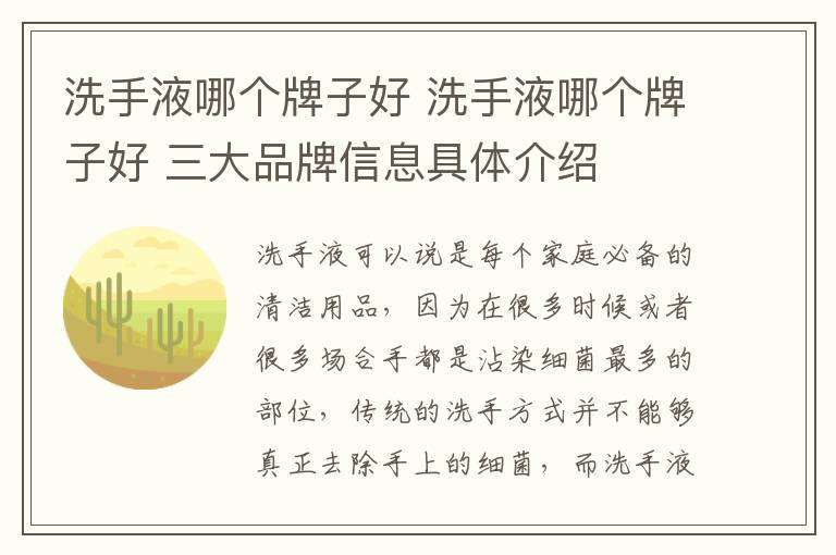 洗手液哪个牌子好 洗手液哪个牌子好 三大品牌信息具体介绍