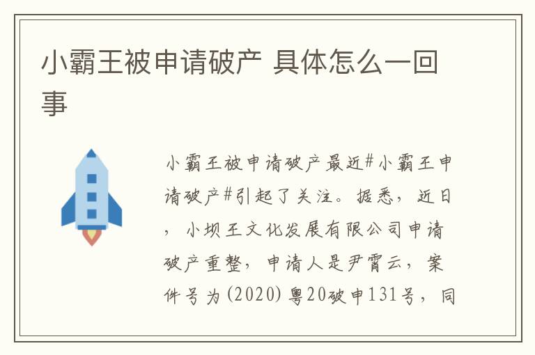 小霸王被申请破产 具体怎么一回事