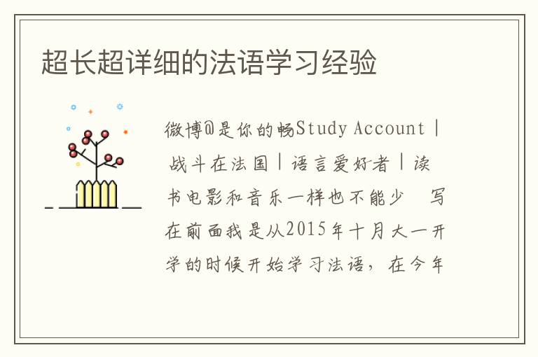 超长超详细的法语学习经验