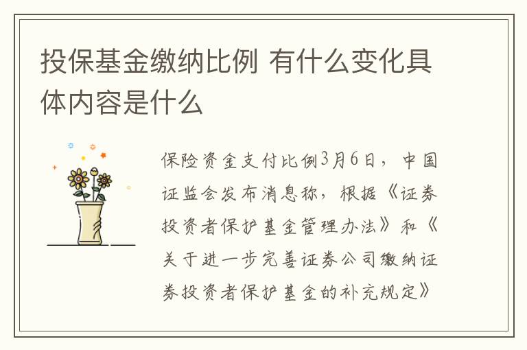 投保基金缴纳比例 有什么变化具体内容是什么