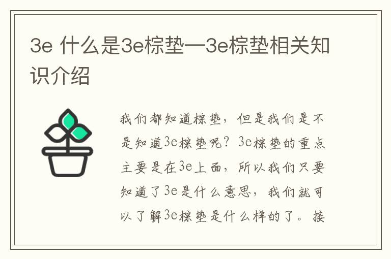 3e 什么是3e棕垫—3e棕垫相关知识介绍