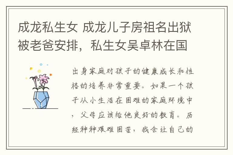 成龙私生女 成龙儿子房祖名出狱被老爸安排,私生女吴卓林在国外拾荒为生