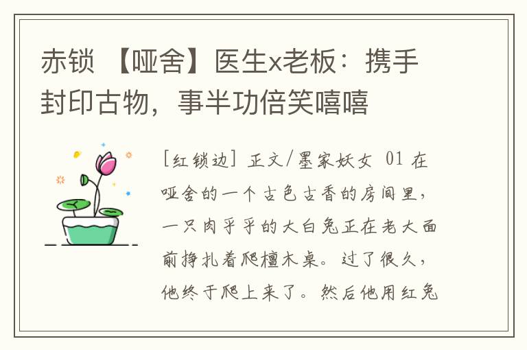 赤锁 【哑舍】医生x老板:携手封印古物,事半功倍笑嘻嘻