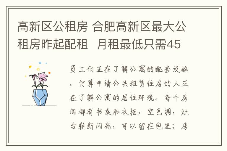 高新区公租房 合肥高新区最大公租房昨起配租  月租最低只需451元