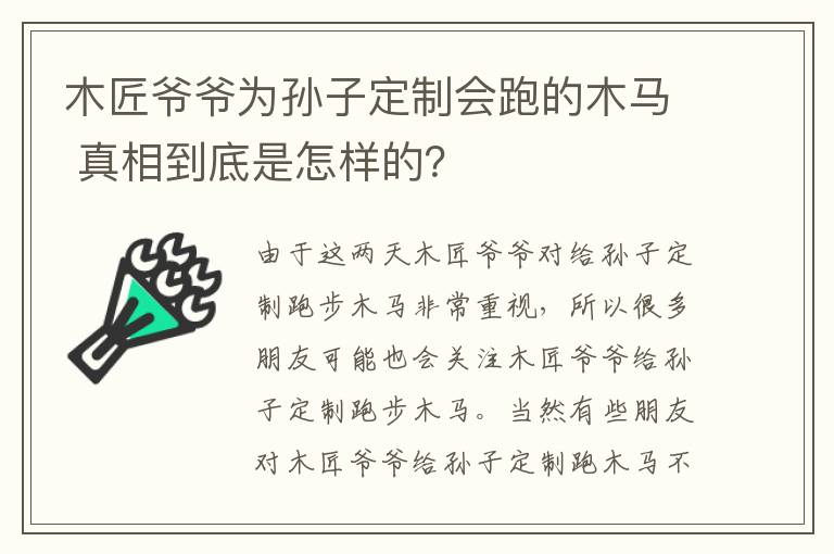 木匠爷爷为孙子定制会跑的木马 真相到底是怎样的?