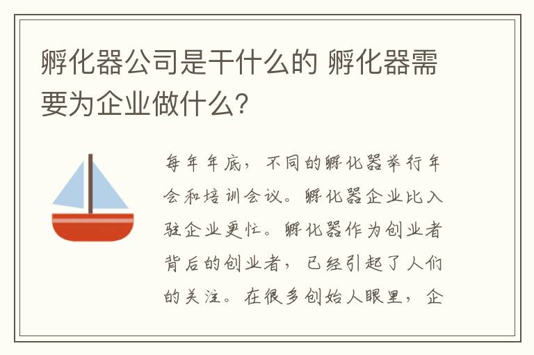 孵化器公司是干什么的 孵化器需要为企业做什么?